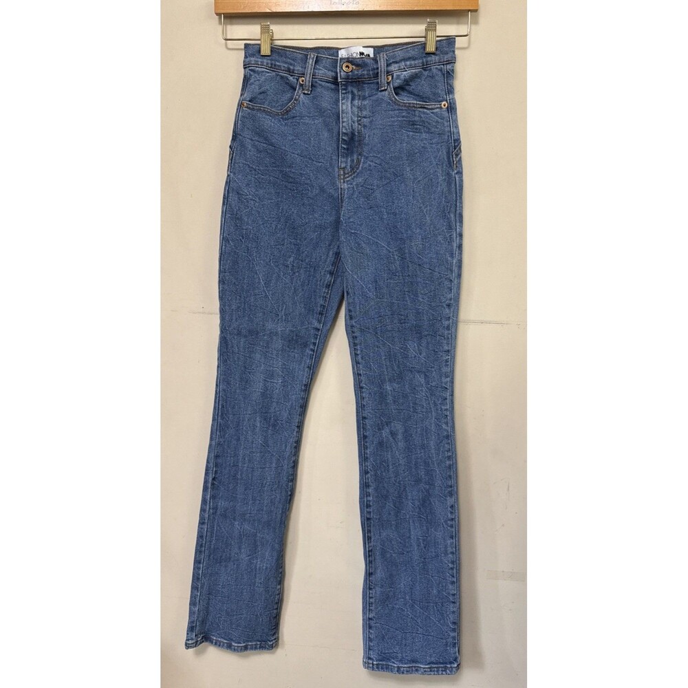 Fashion Nova Straight Leg Jeans Blue 100% Cotton Zipper Fly When You See It Wash